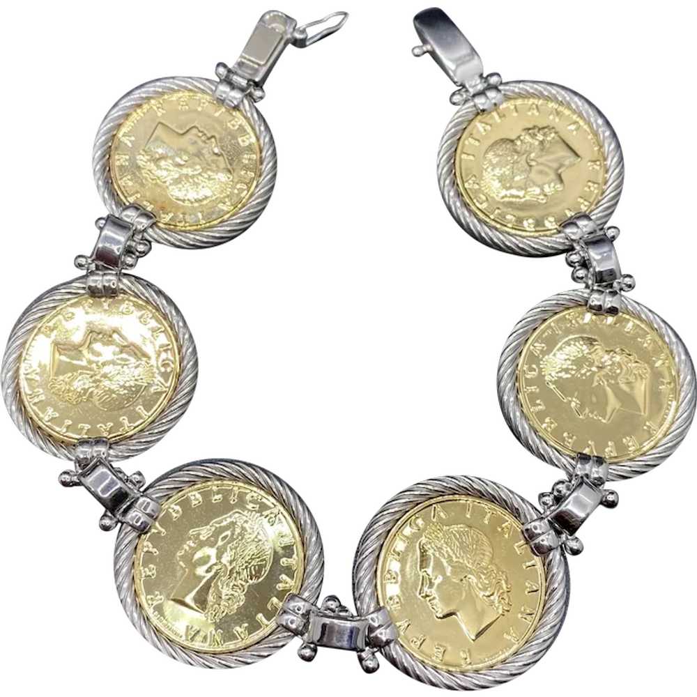 Shiny Sterling Italian 18k Plated Authentic Lire … - image 1