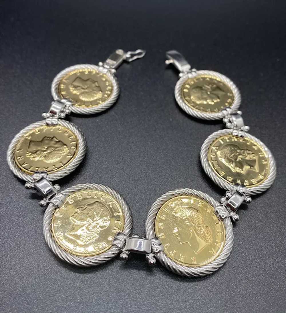 Shiny Sterling Italian 18k Plated Authentic Lire … - image 2