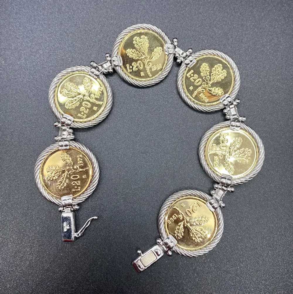 Shiny Sterling Italian 18k Plated Authentic Lire … - image 3