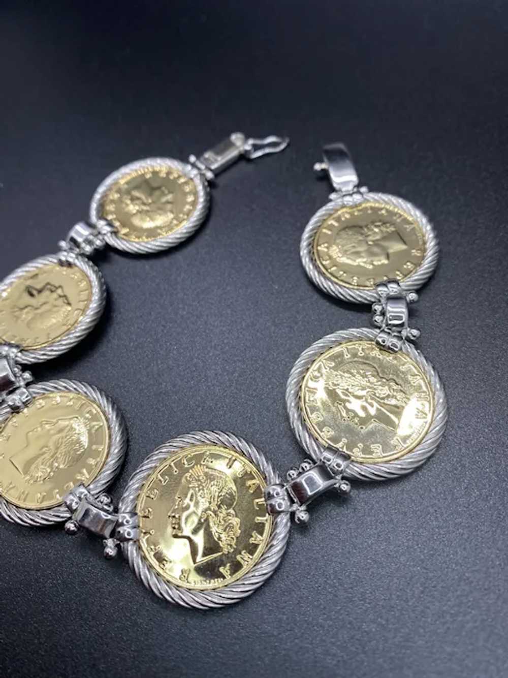 Shiny Sterling Italian 18k Plated Authentic Lire … - image 5