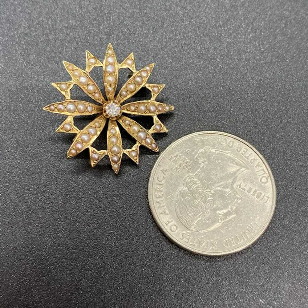 Antique 14k 0.06 CT Old Mine Cut Diamond Seed Pea… - image 4