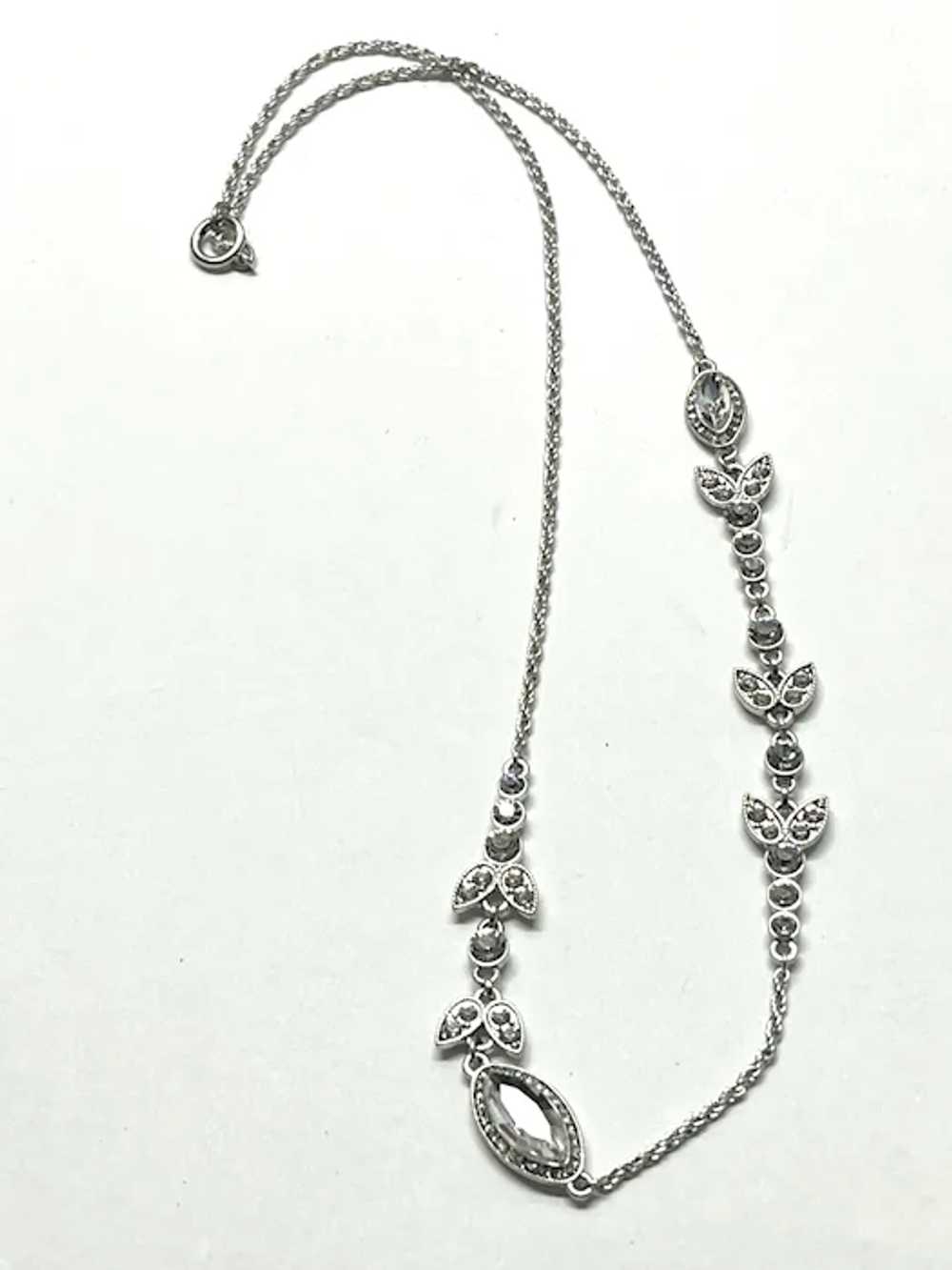 Rhinestone silver chain necklace - image 3