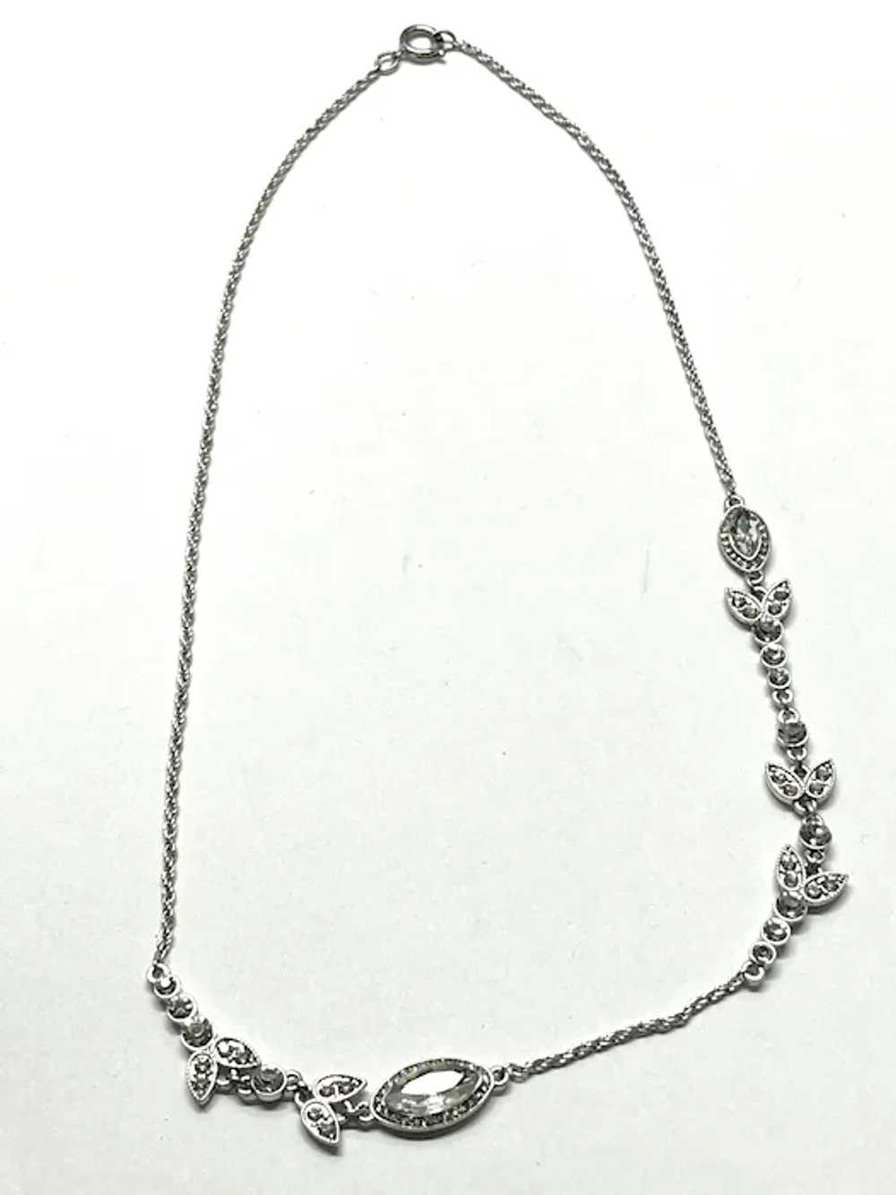 Rhinestone silver chain necklace - image 4