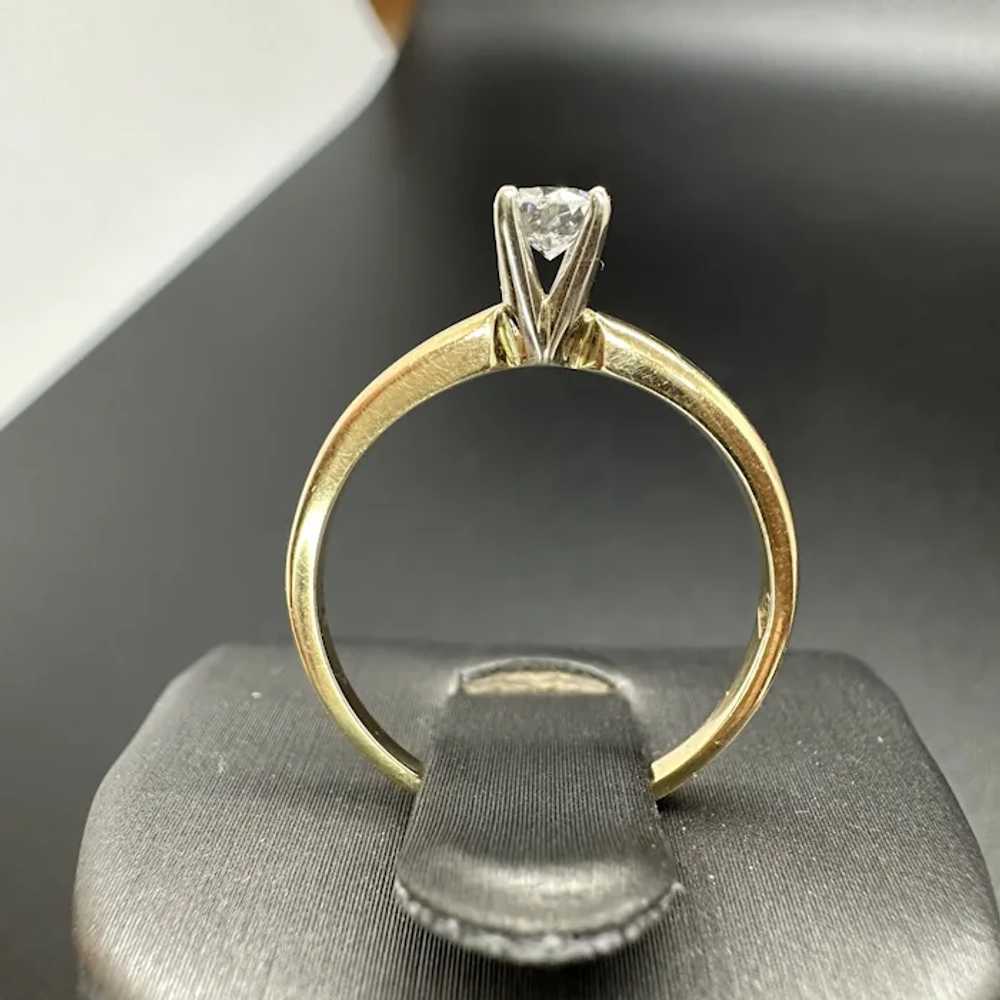 14k 0.27 CT European Cut Solitaire Diamond Ring - image 5