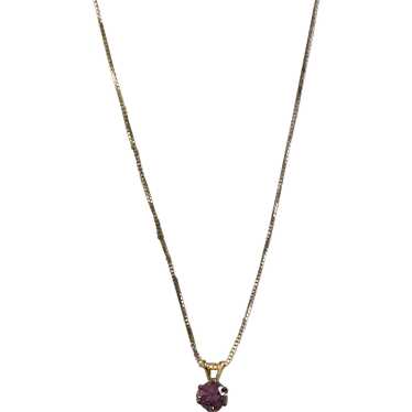 Vermeil Amethyst Colored Rhinestone Pendant Neckl… - image 1