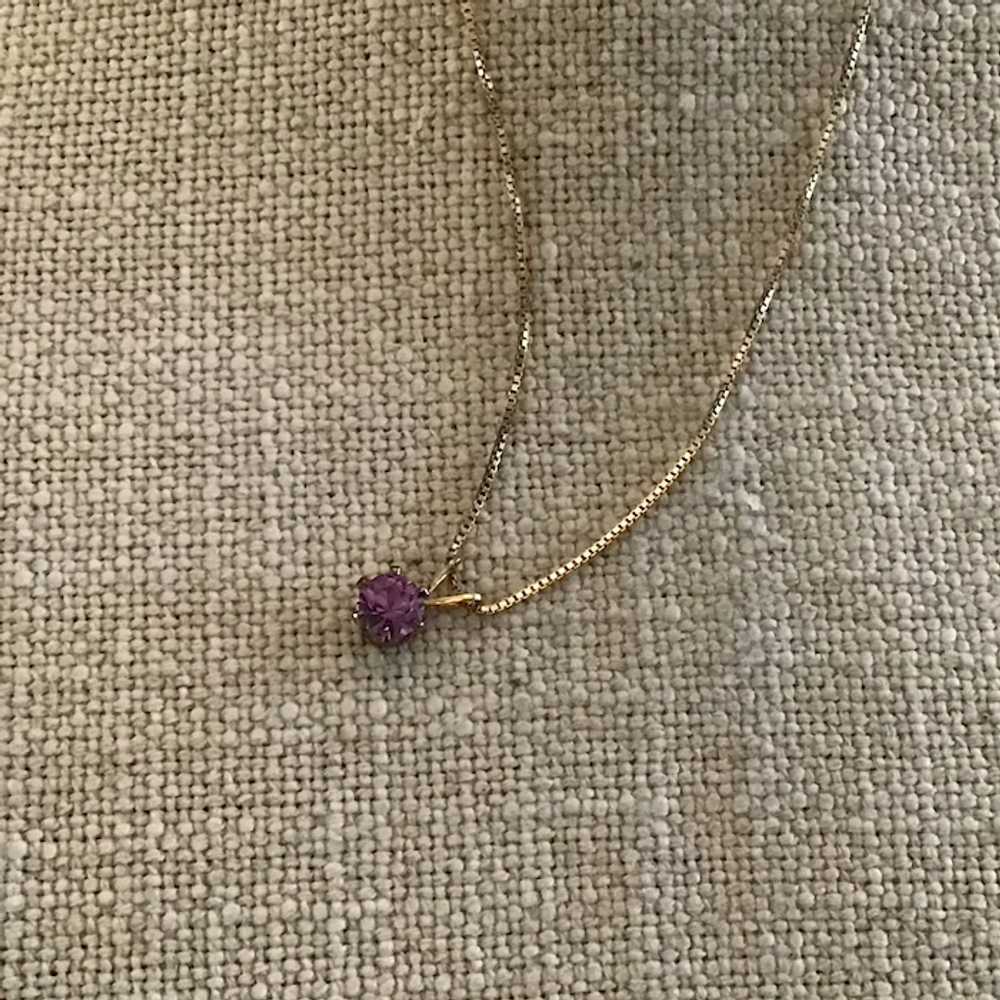 Vermeil Amethyst Colored Rhinestone Pendant Neckl… - image 2