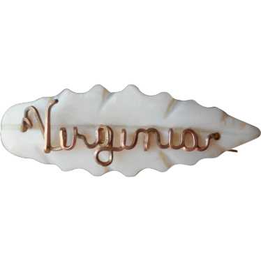 Virginia Gold Tone Wire Name Pin Vintage Mother O… - image 1