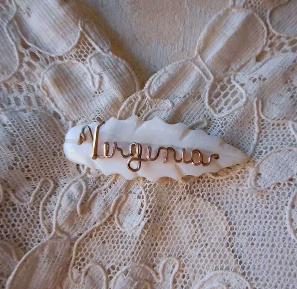 Virginia Gold Tone Wire Name Pin Vintage Mother O… - image 5