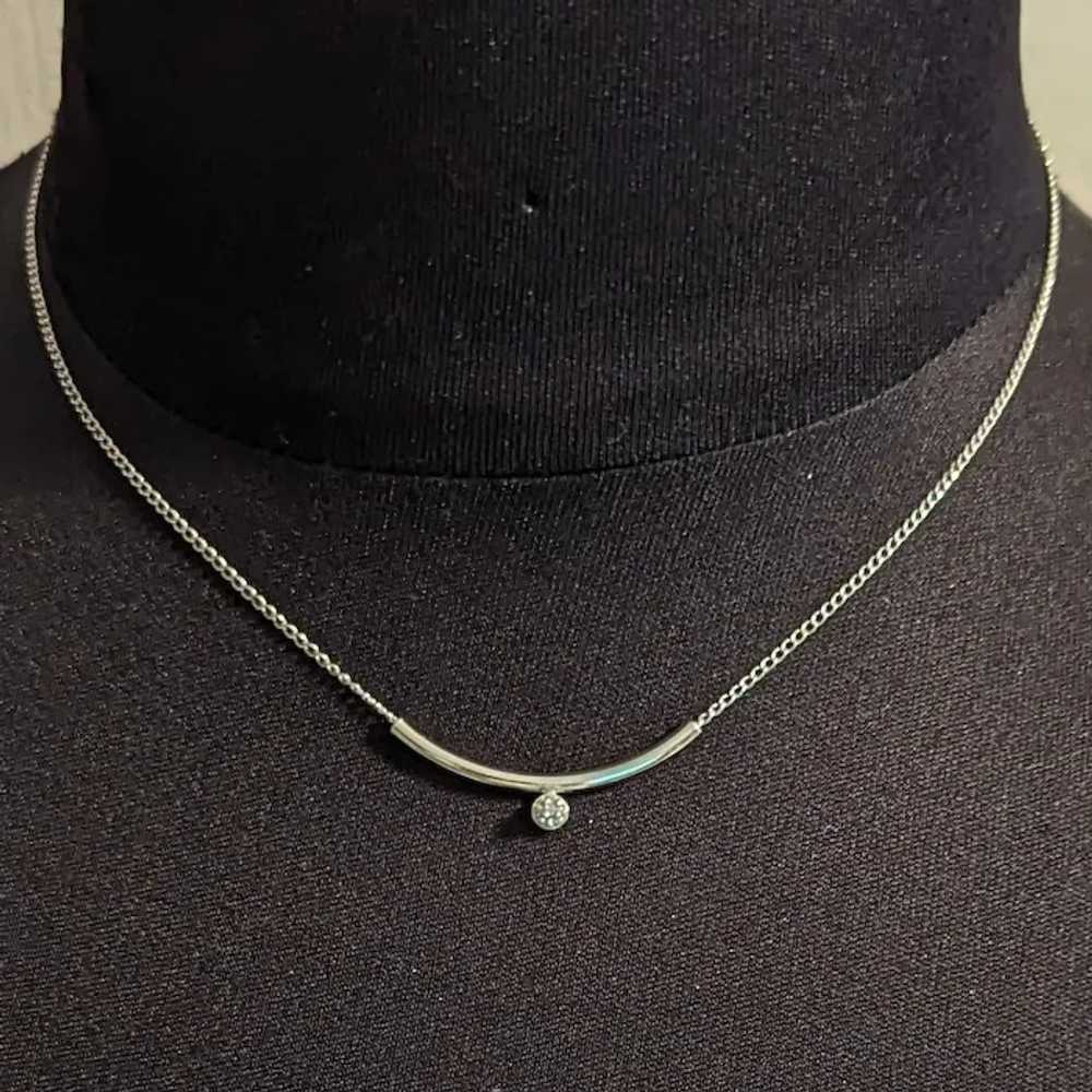 Sterling Silver Tiny Diamond Necklace - image 3