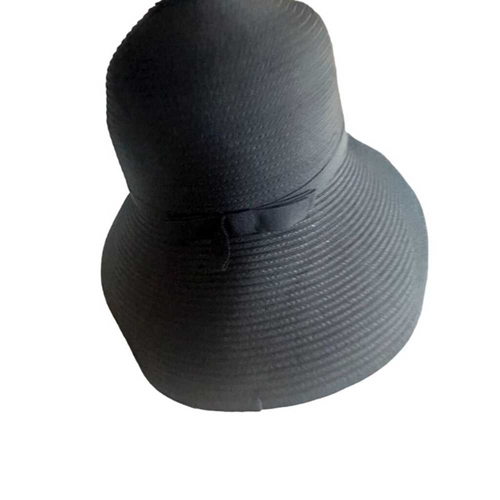Frank Olive Vintage 1960s Black Hat Ribbed Wide B… - image 1