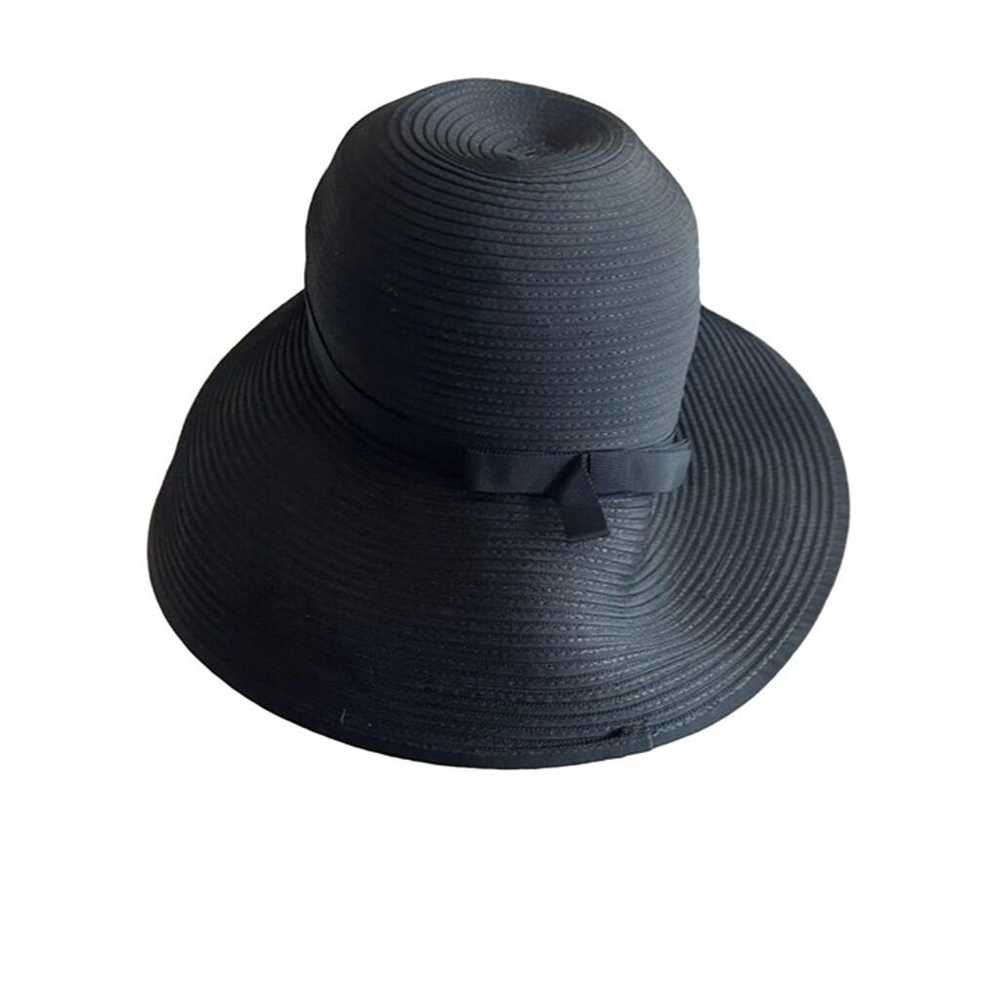Frank Olive Vintage 1960s Black Hat Ribbed Wide B… - image 7
