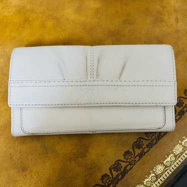 Coach Vintage White Cream Leather Trifold Wallet w