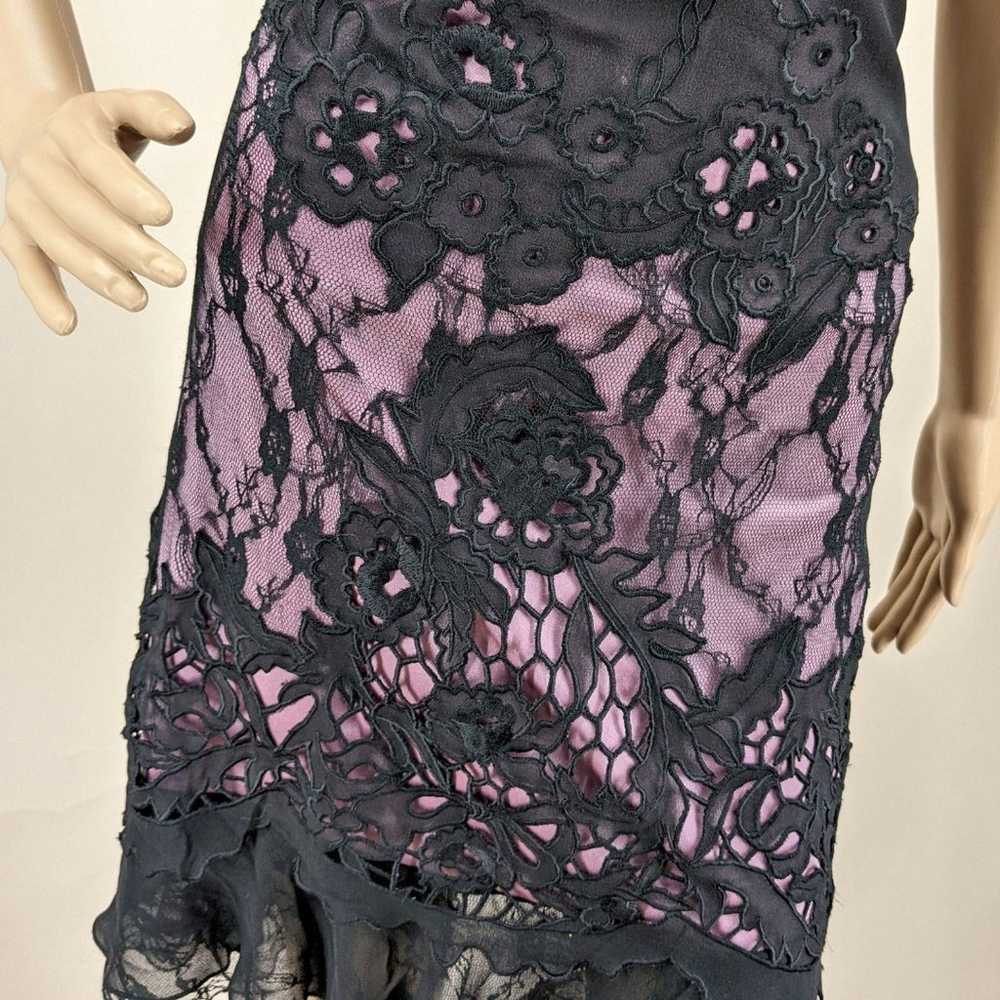 Vintage Y2K Sue Wong Silk Dress Floral Lace Pink … - image 11