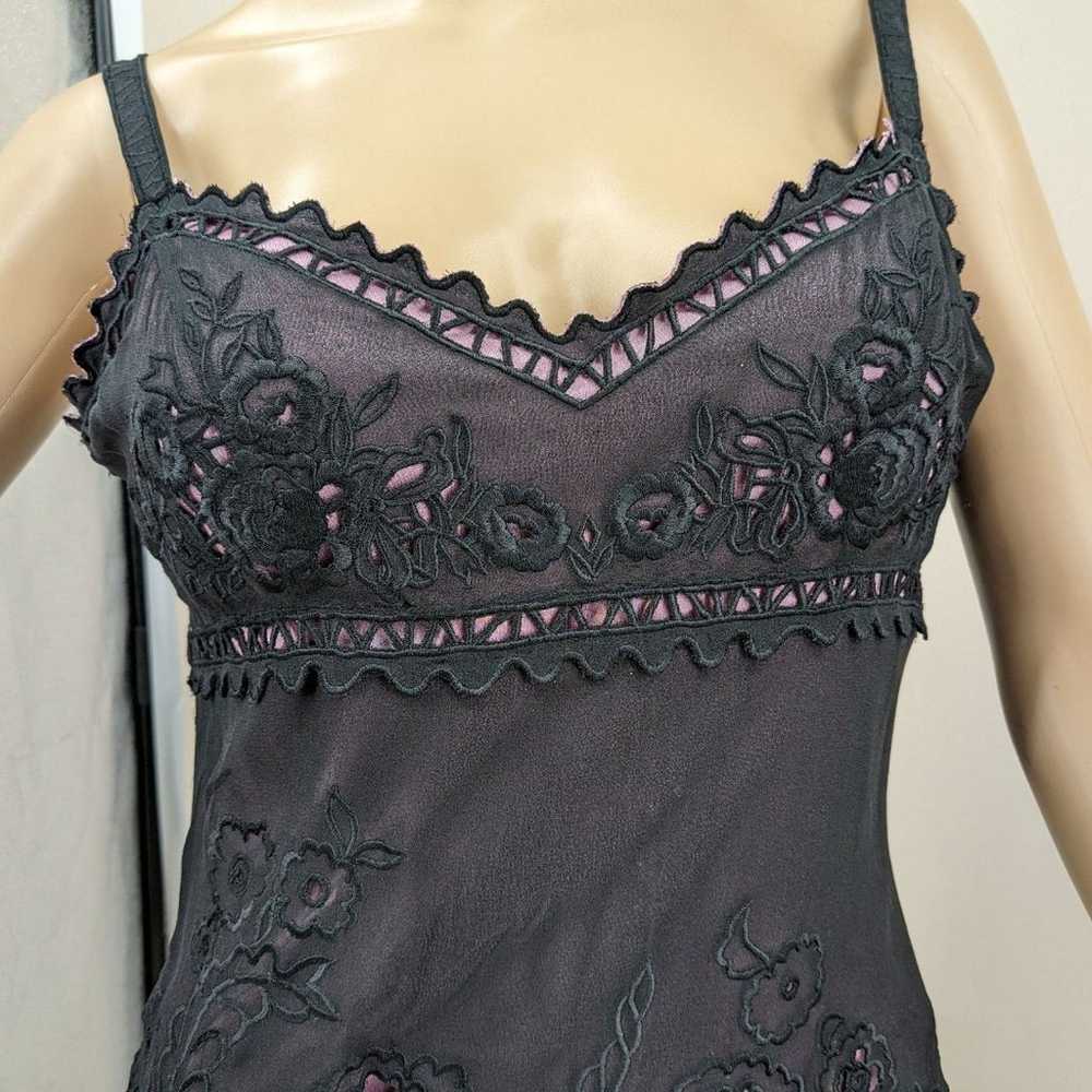 Vintage Y2K Sue Wong Silk Dress Floral Lace Pink … - image 3