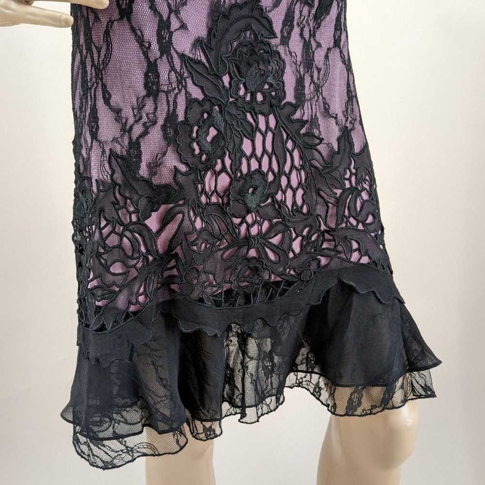 Vintage Y2K Sue Wong Silk Dress Floral Lace Pink … - image 4