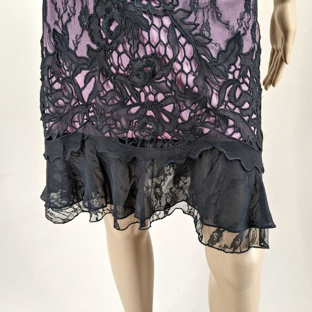 Vintage Y2K Sue Wong Silk Dress Floral Lace Pink … - image 5