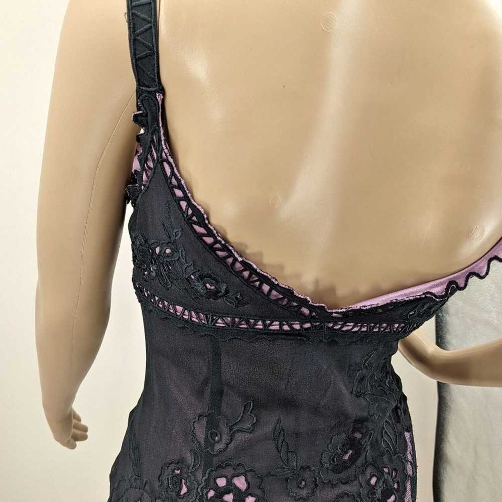 Vintage Y2K Sue Wong Silk Dress Floral Lace Pink … - image 6