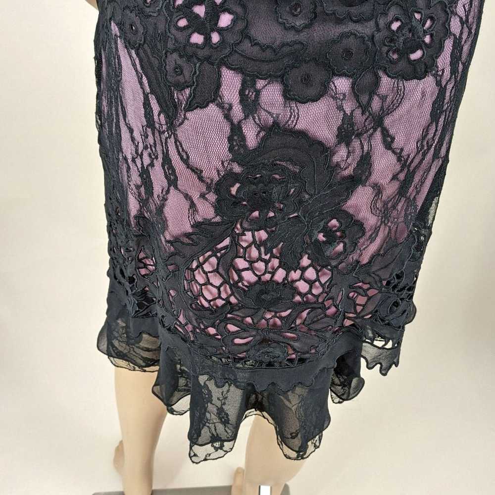 Vintage Y2K Sue Wong Silk Dress Floral Lace Pink … - image 7