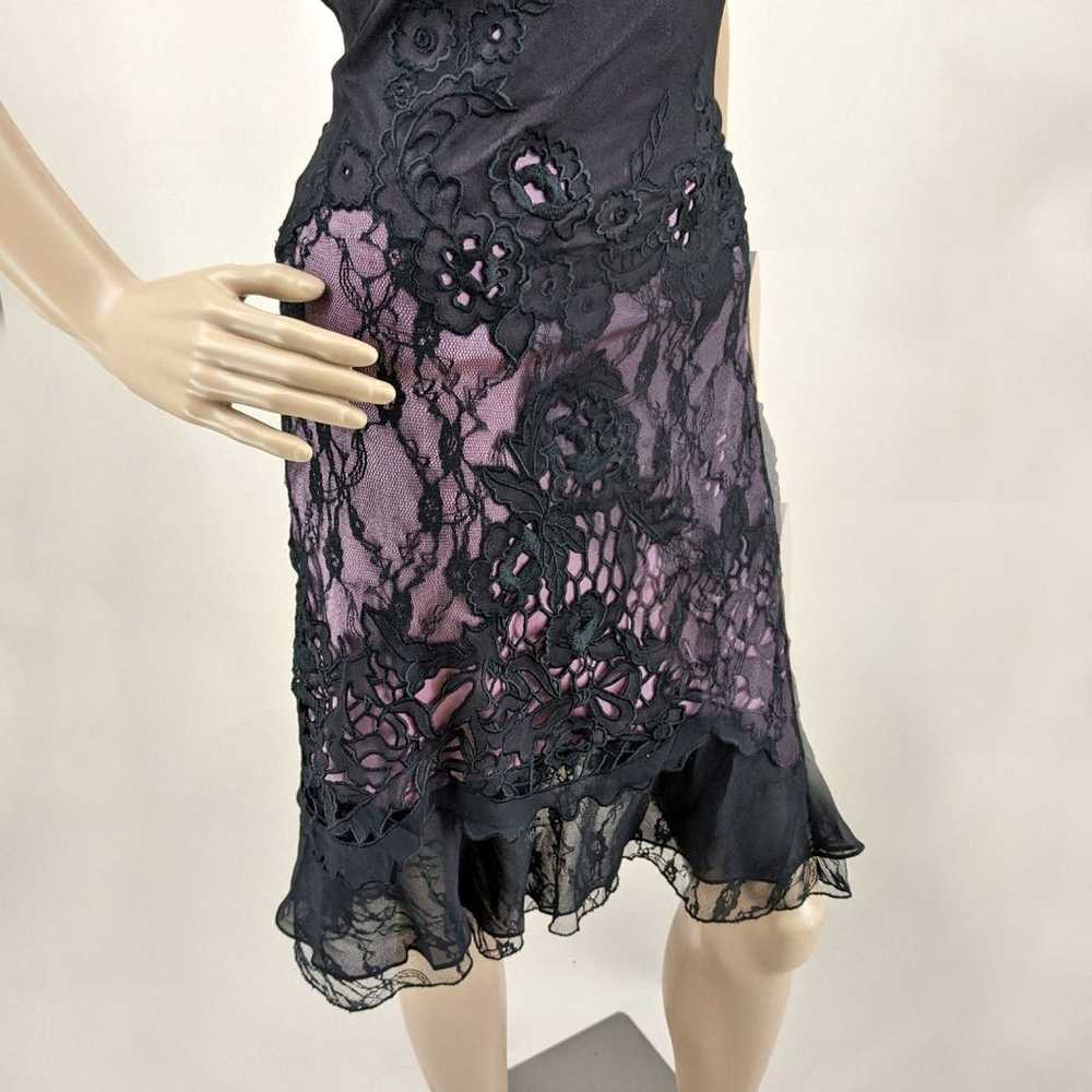 Vintage Y2K Sue Wong Silk Dress Floral Lace Pink … - image 8