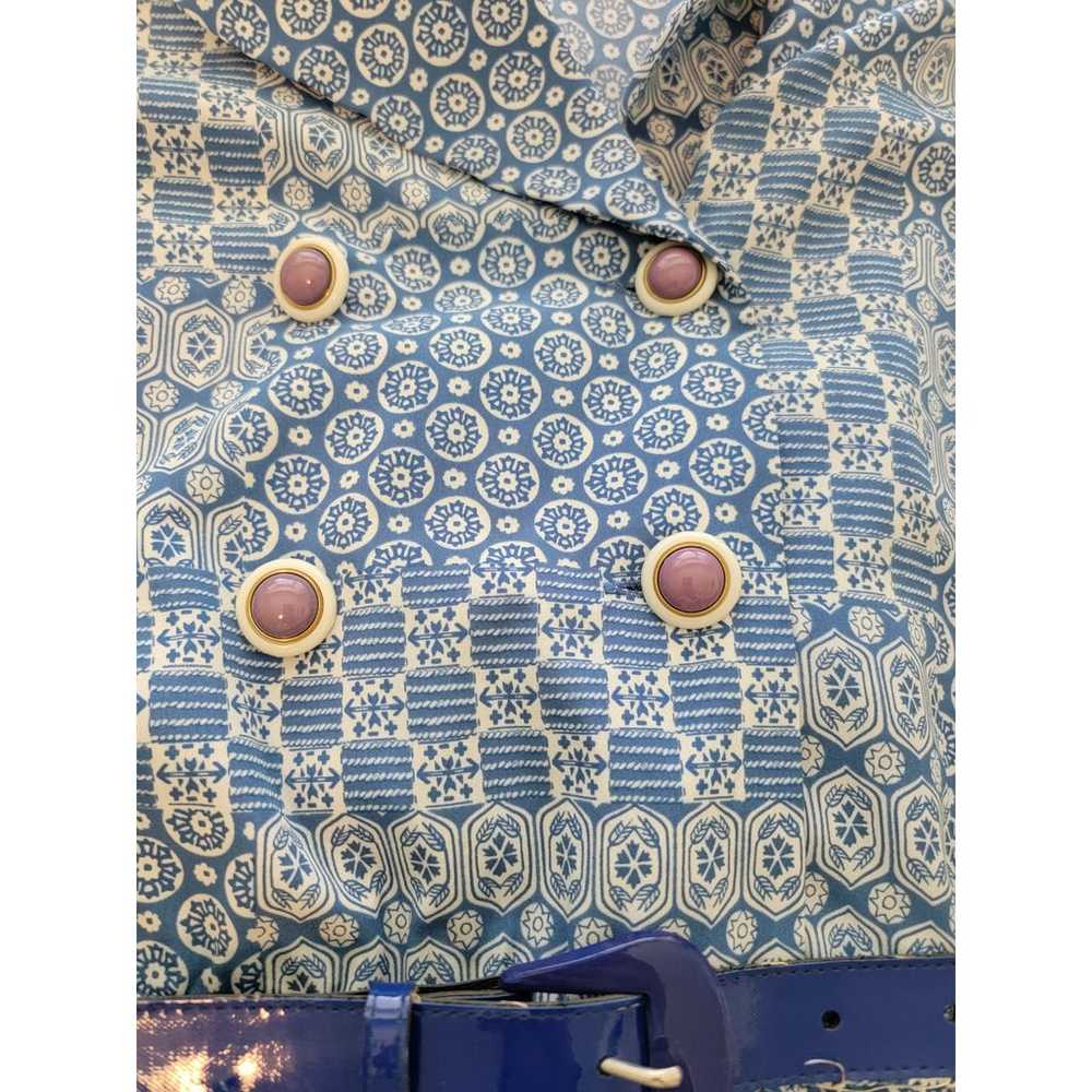 Vintage 1970s Light Blue Ornamental Print Shirtdr… - image 8