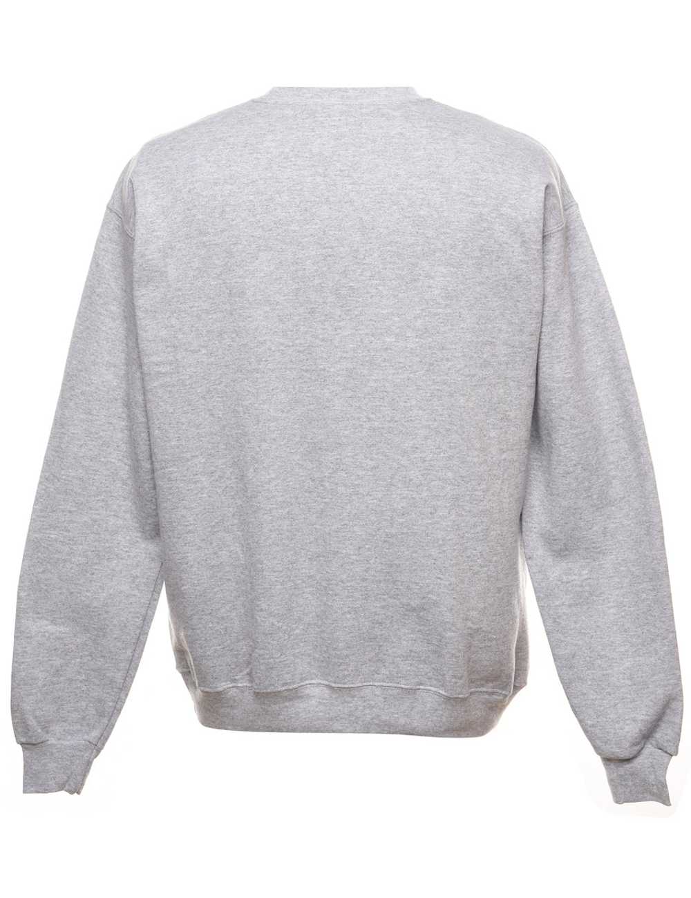 Grey Plain Round Neck Sweatshirt - M - image 2