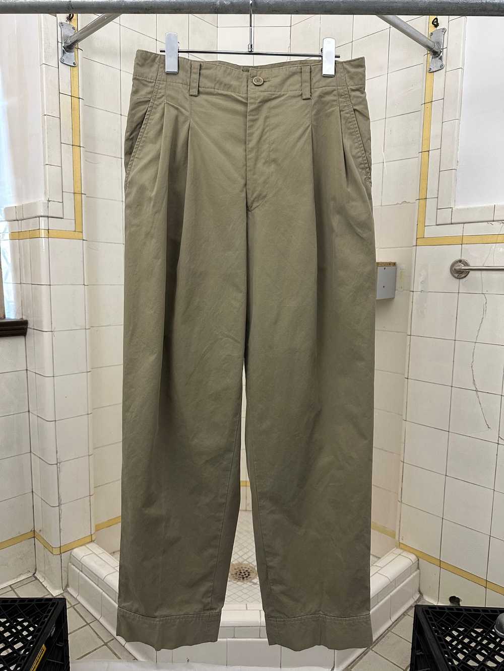 1980s Issey Miyake Pleated Khaki Trousers with Zi… - image 2