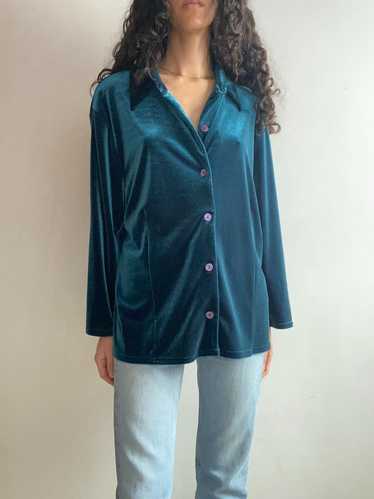 Kathie Lee Vintage Velvet Button-Down Shirt (XL) |