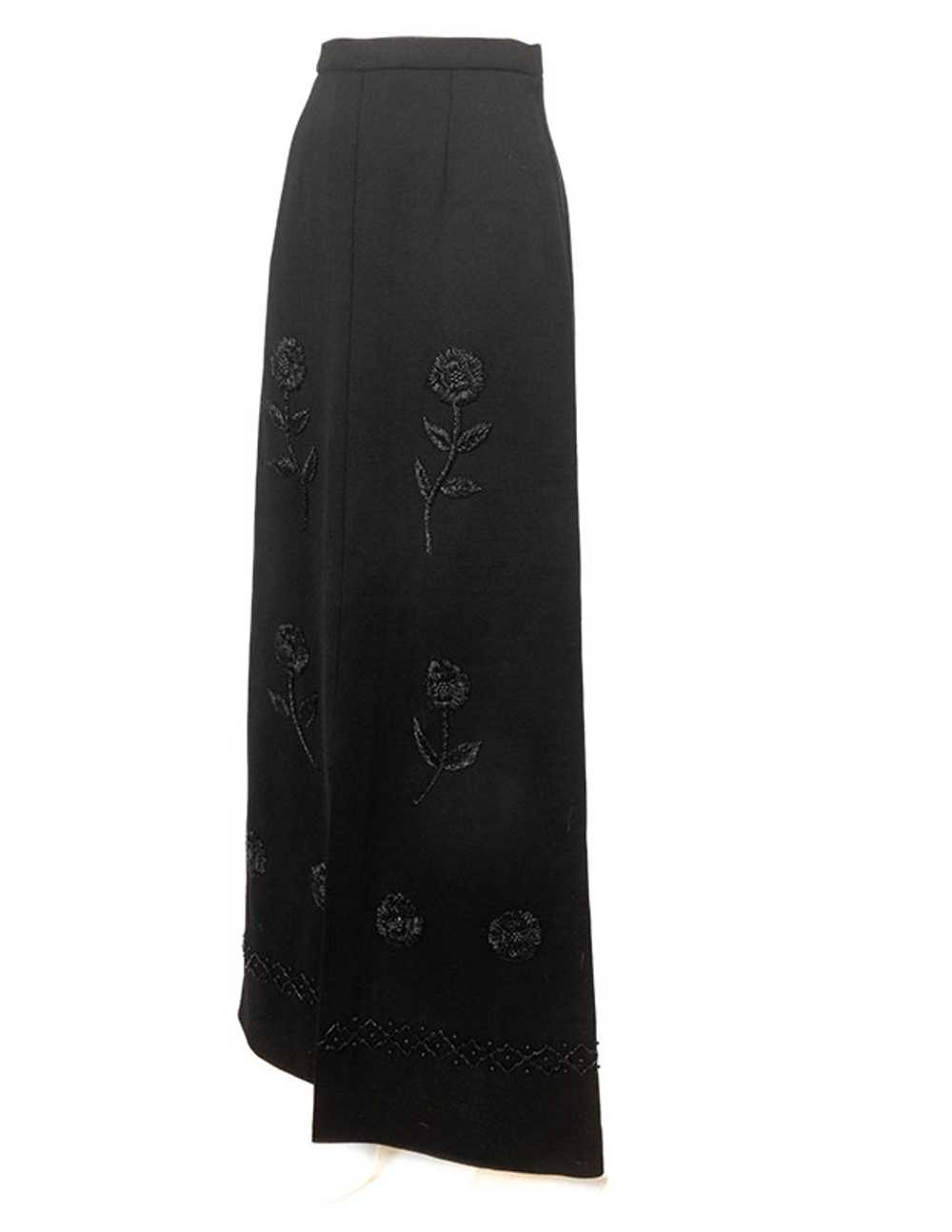 1970s Wool Embroidered and Beaded Maxi Skirt - image 1