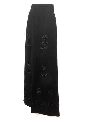 1970s Wool Embroidered and Beaded Maxi Skirt - image 1