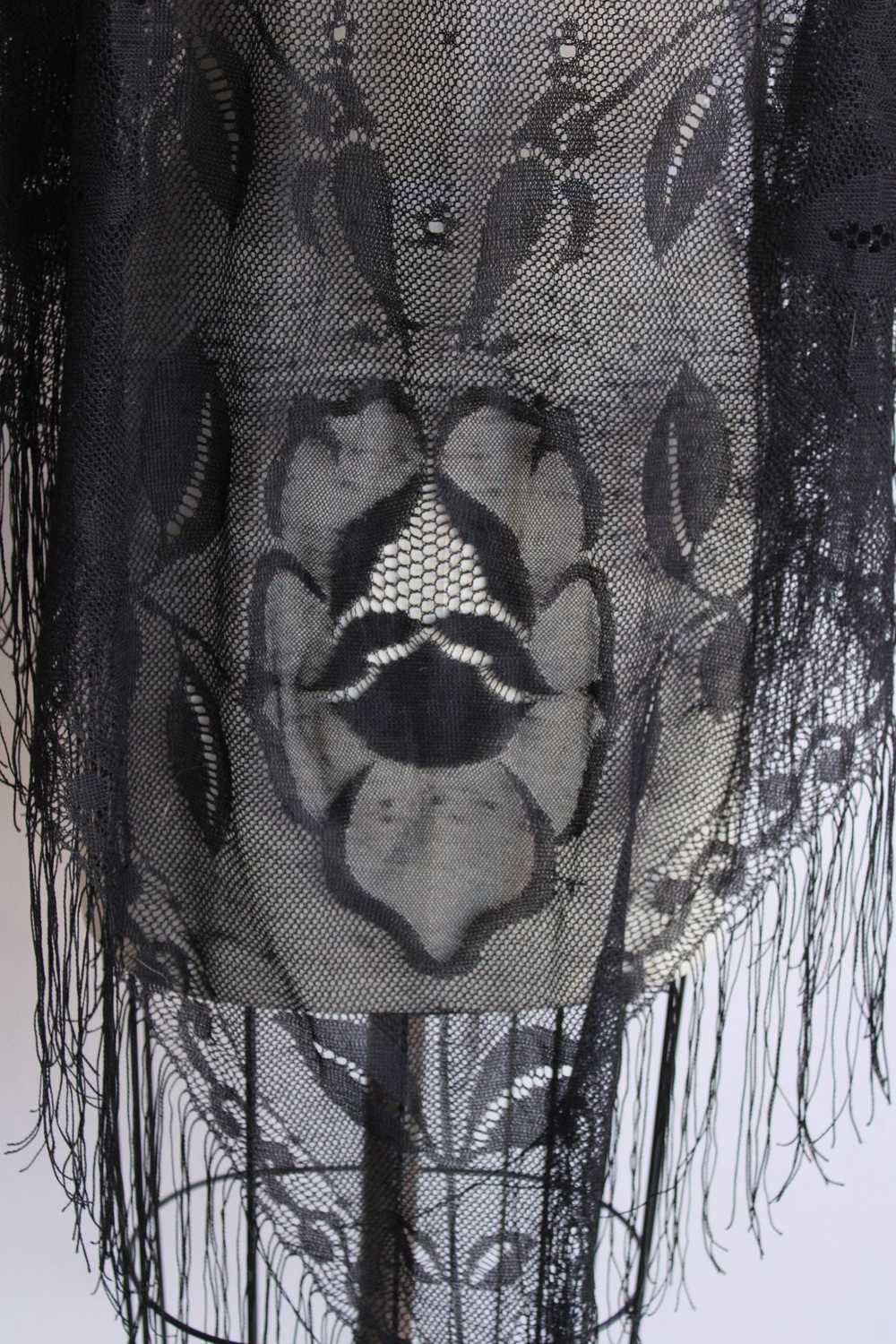 Womens Black Lace Shawl with Fringe, Triangle Wra… - image 10