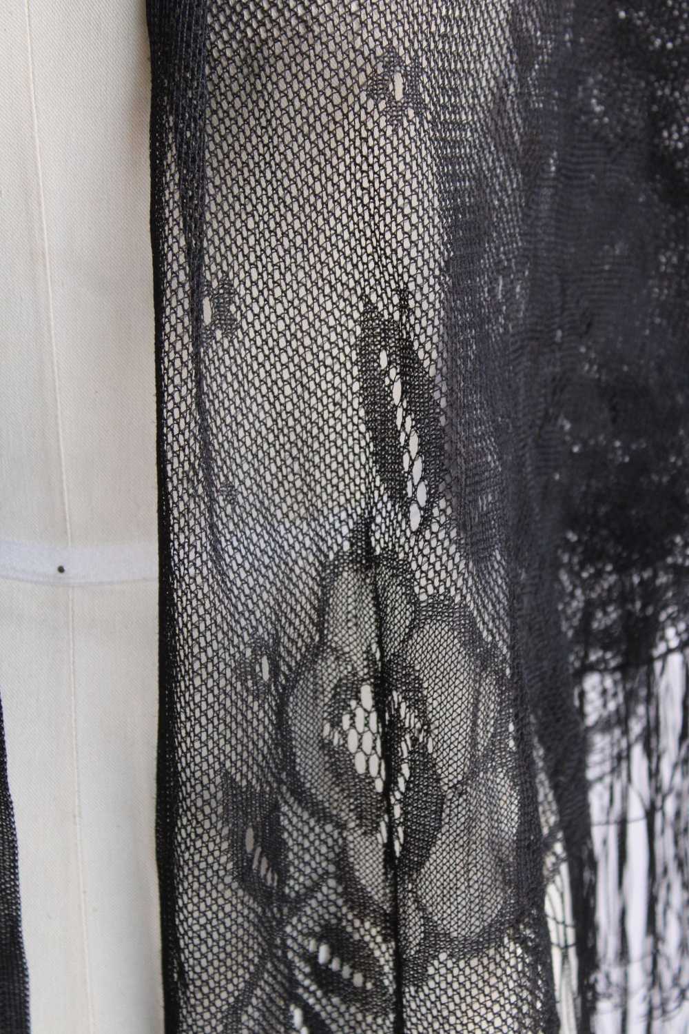 Womens Black Lace Shawl with Fringe, Triangle Wra… - image 5