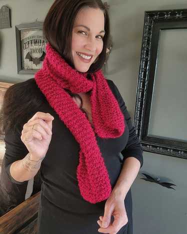 The "Crimson" Knit Scarf in a Chunky Red Boucle Ya