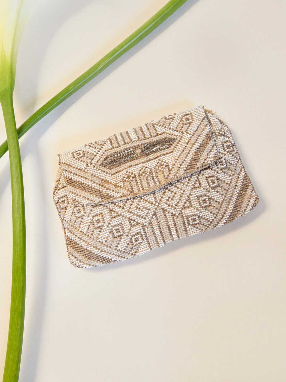 Antique Ivory Beaded Clutch - image 1