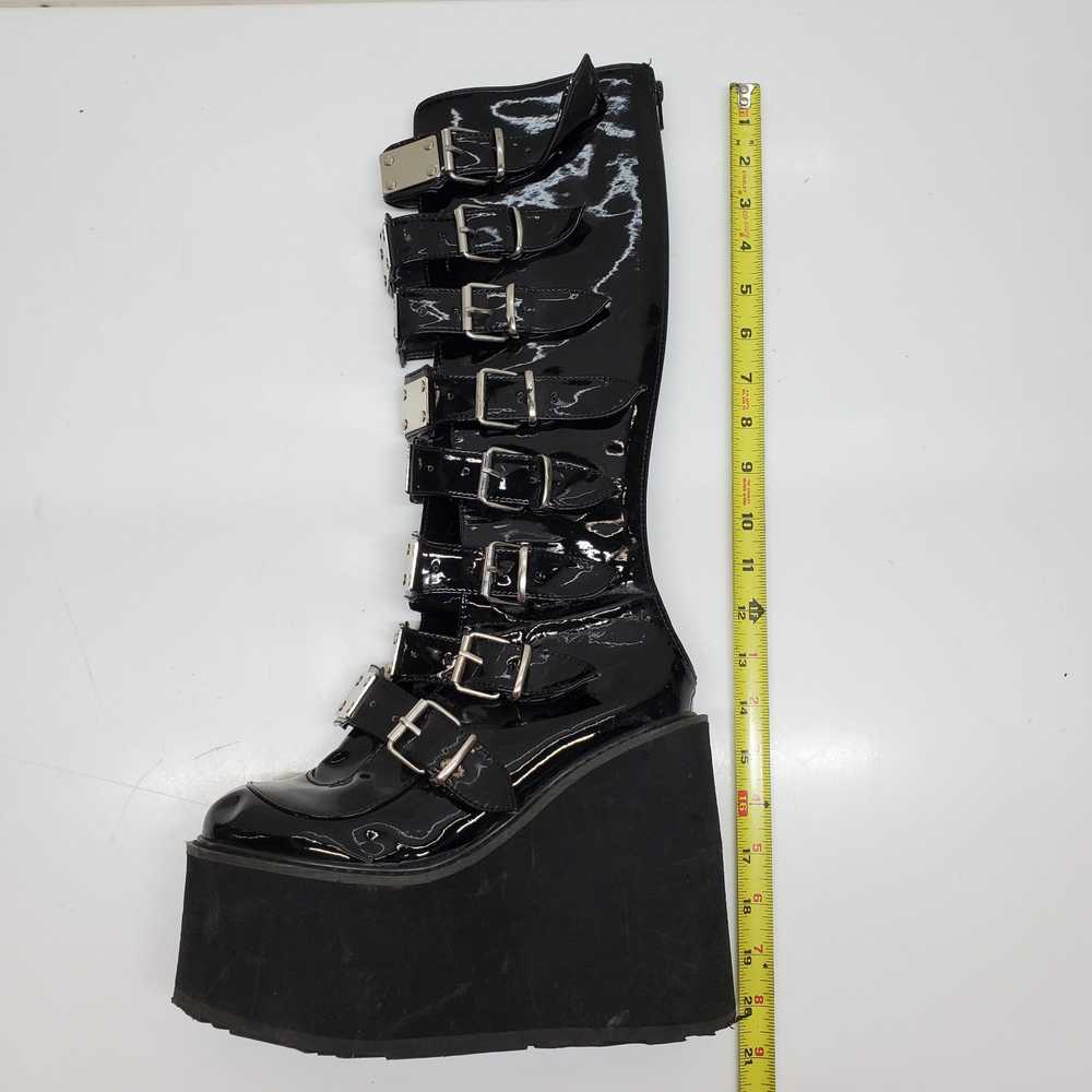 Demonia Black Leather Knee High Platform Wedge Bo… - image 2