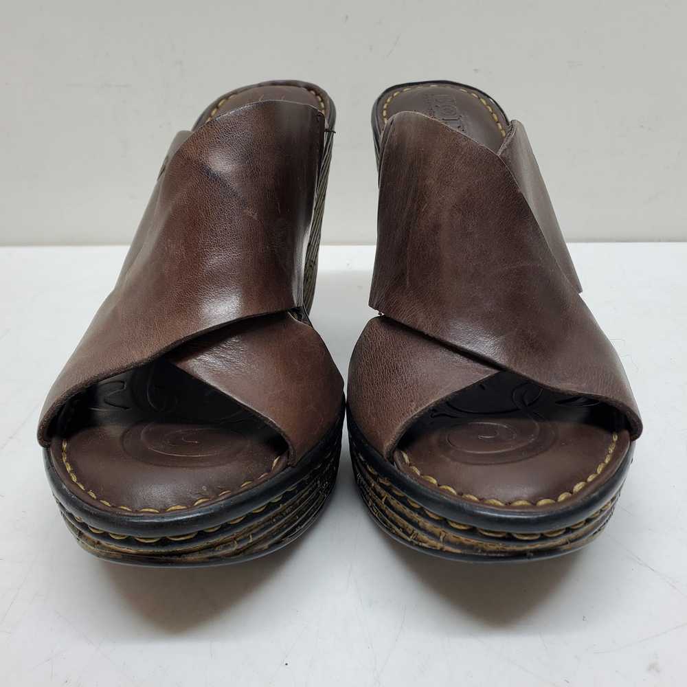 Born Handcrafted Footwear Brown Leather Wedge Hee… - image 2