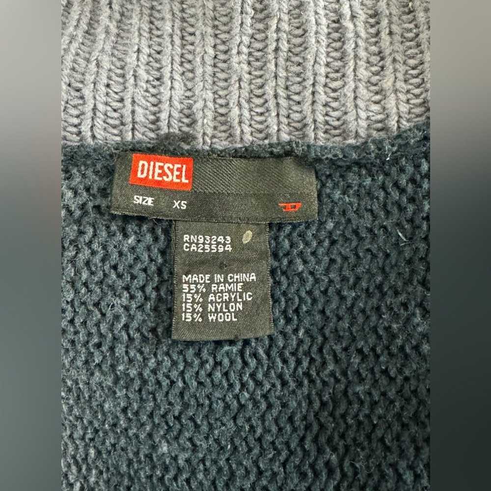 Diesel Navy & Light Blue Oversized V Neck Chunky … - image 6