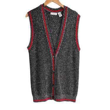 Vintage Sweater Vest Liz Claiborne Long Marled Bl… - image 1