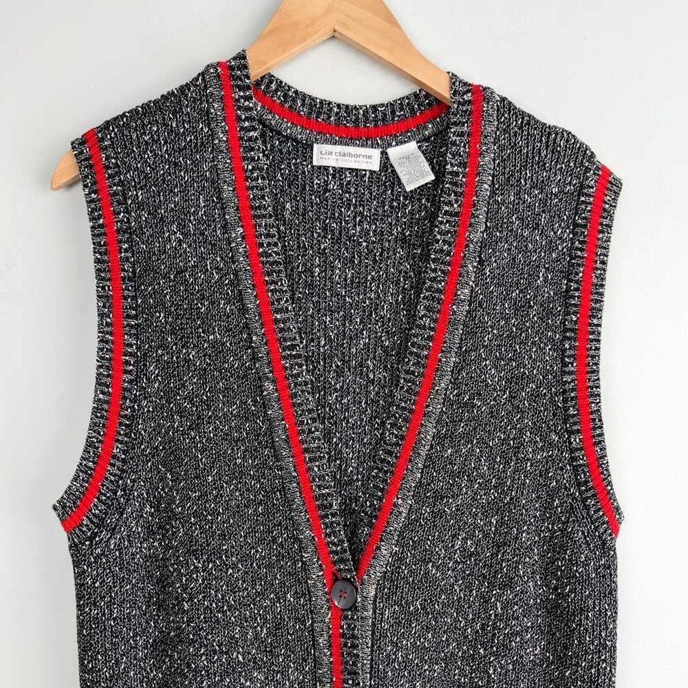 Vintage Sweater Vest Liz Claiborne Long Marled Bl… - image 2