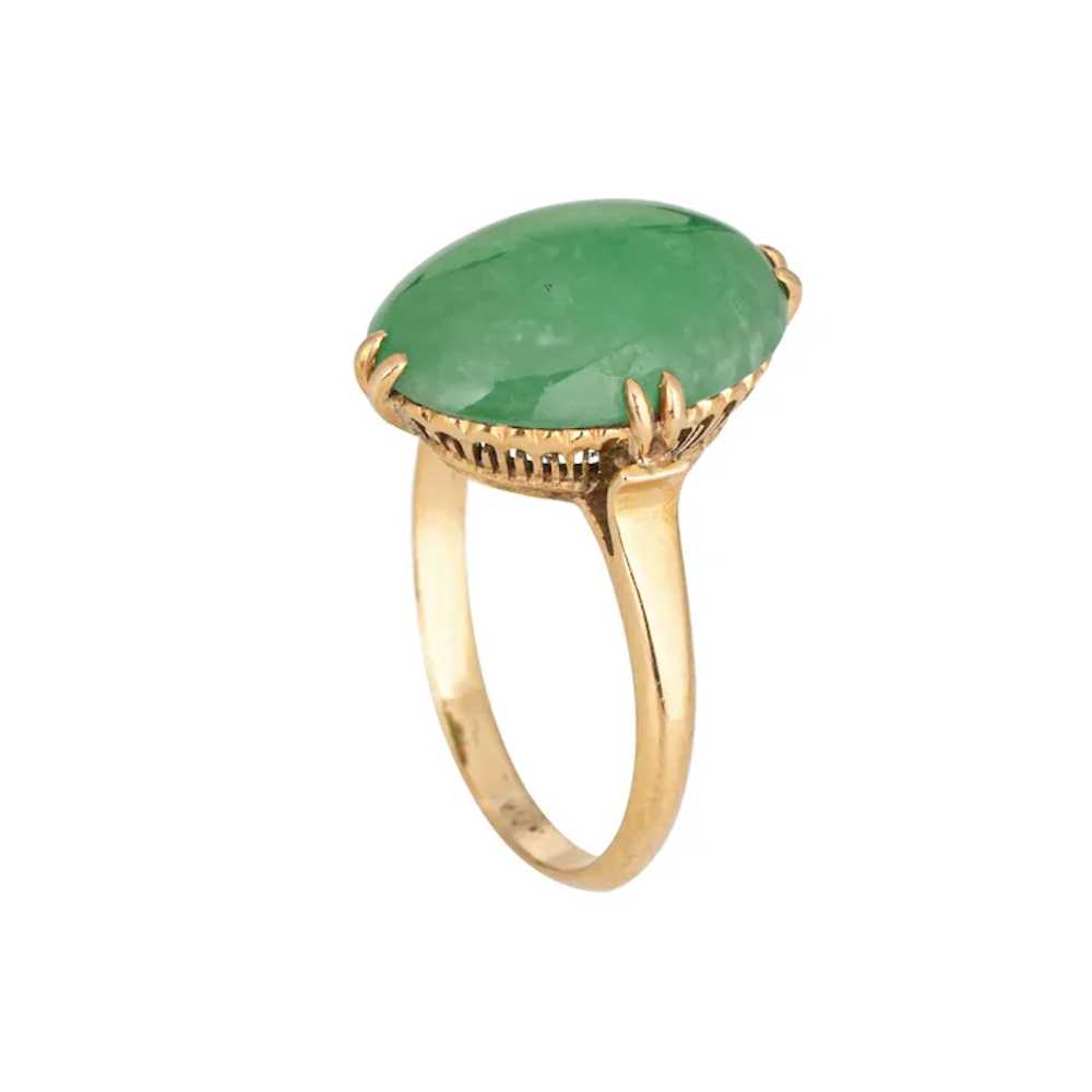 Jade Ring Vintage 14 Karat Yellow Gold Jadeite Mi… - image 2