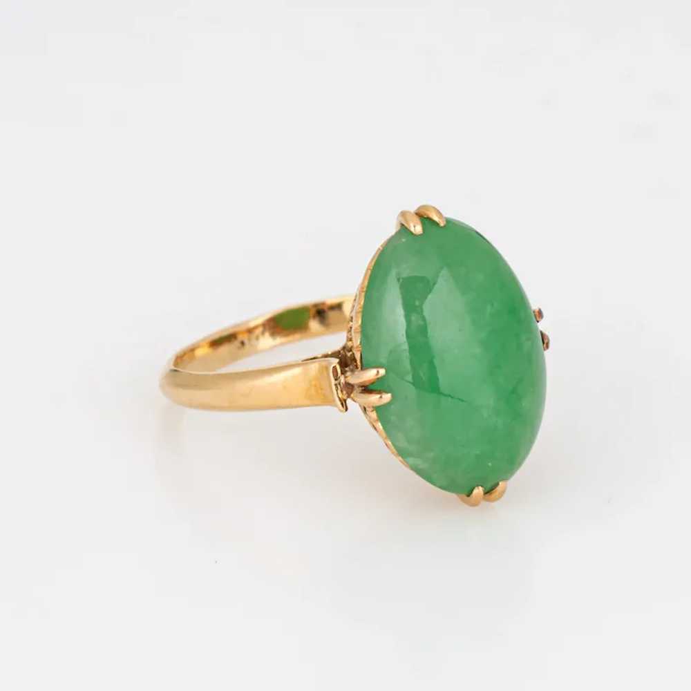 Jade Ring Vintage 14 Karat Yellow Gold Jadeite Mi… - image 3