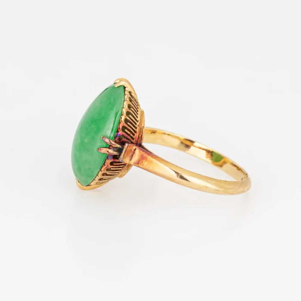 Jade Ring Vintage 14 Karat Yellow Gold Jadeite Mi… - image 4