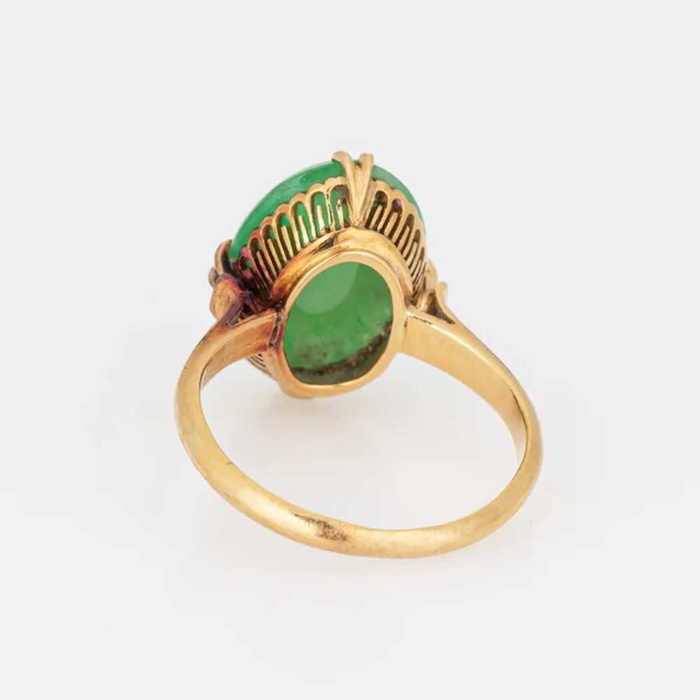 Jade Ring Vintage 14 Karat Yellow Gold Jadeite Mi… - image 5