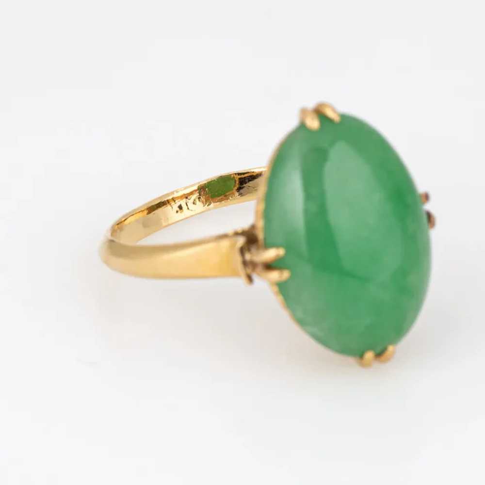 Jade Ring Vintage 14 Karat Yellow Gold Jadeite Mi… - image 7
