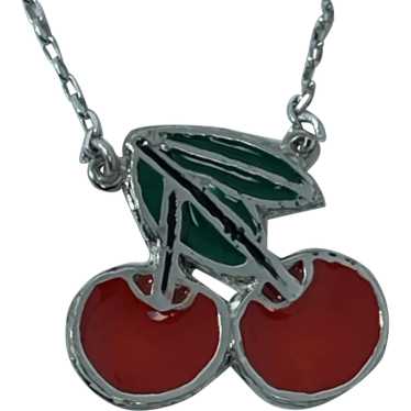 Cherry .925 Silver Enamel Necklace