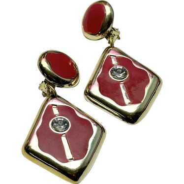 Vintage red dangle drop earrings - image 1