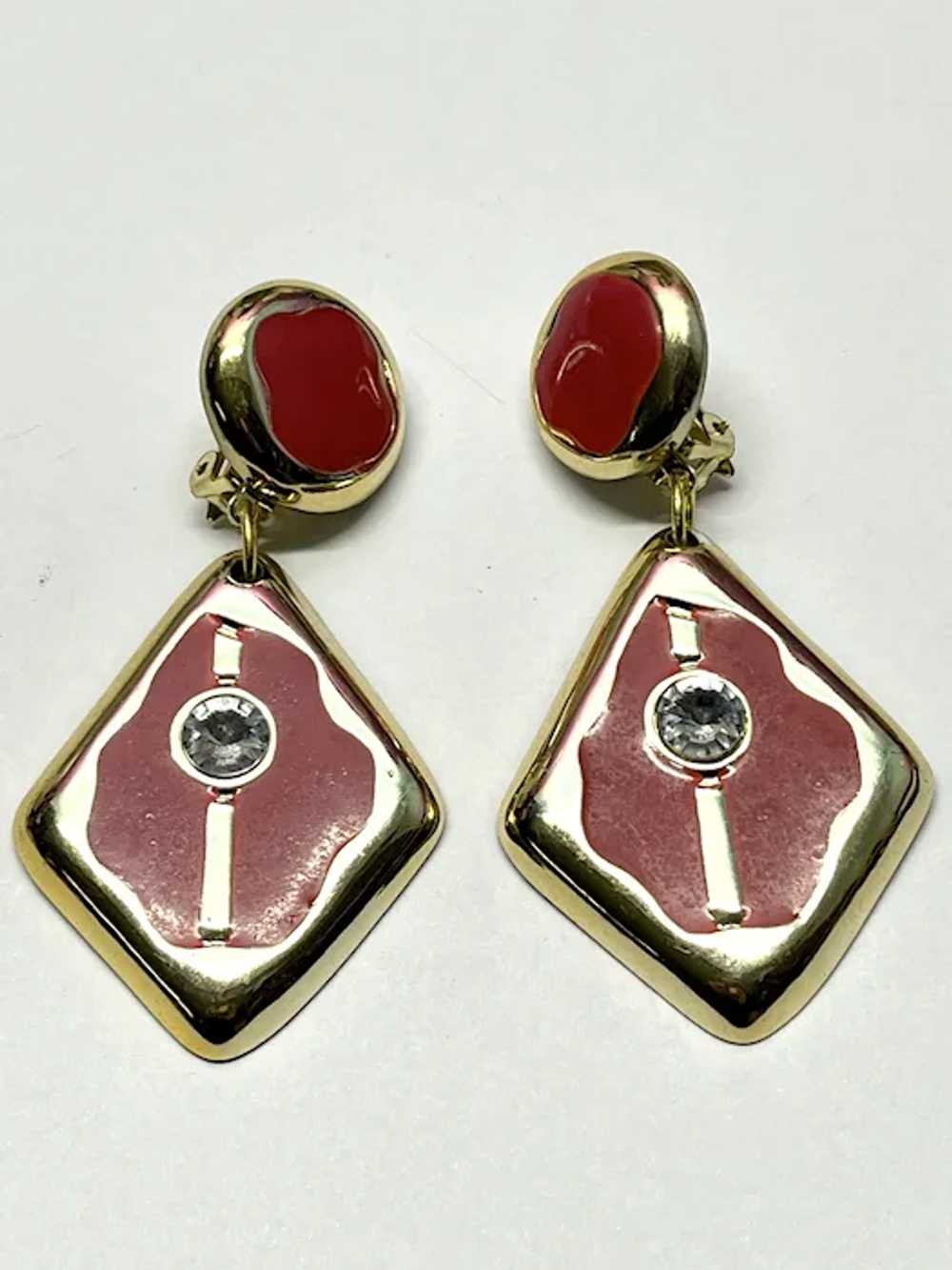 Vintage red dangle drop earrings - image 4