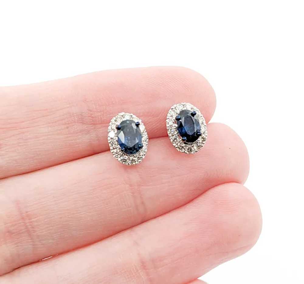 1.06ctw Sapphire & Diamond Halo Stud Earrings In … - image 2