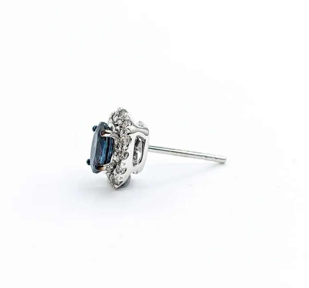 1.06ctw Sapphire & Diamond Halo Stud Earrings In … - image 3