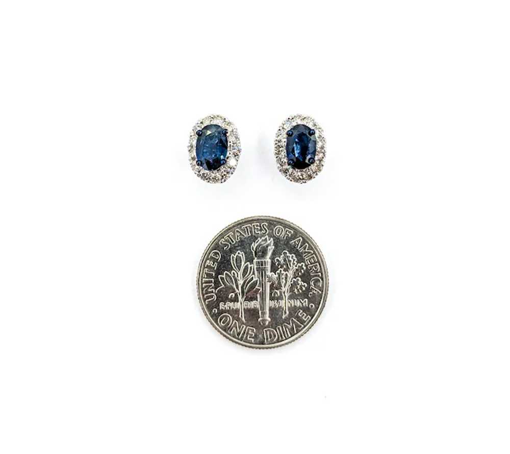 1.06ctw Sapphire & Diamond Halo Stud Earrings In … - image 6