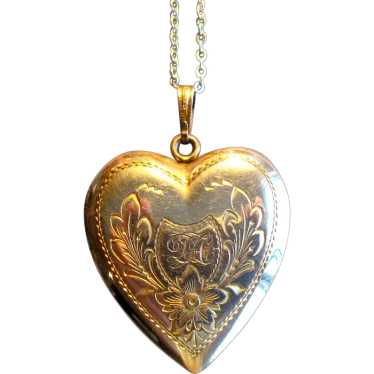 Mid-Century Engraved Gold-Filled Locket Necklace
